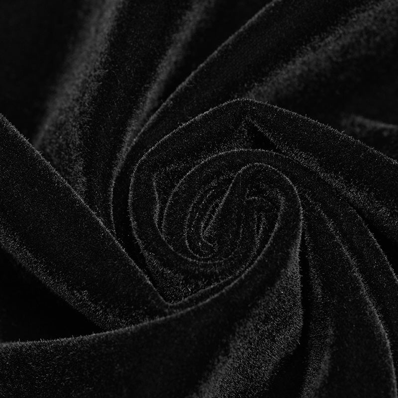 WY-950 Gothic Dark black Printed Velvet Swallowtail Coat Jacket - Image 4