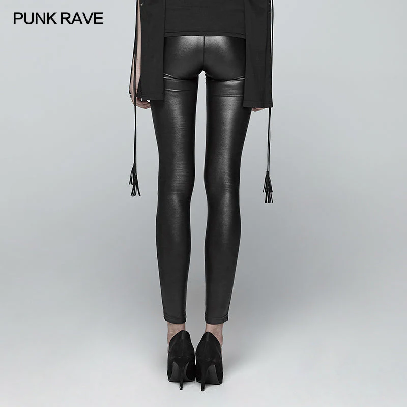 WK-342 Gothic Devil Footprints Leggings Split Pants - Image 3