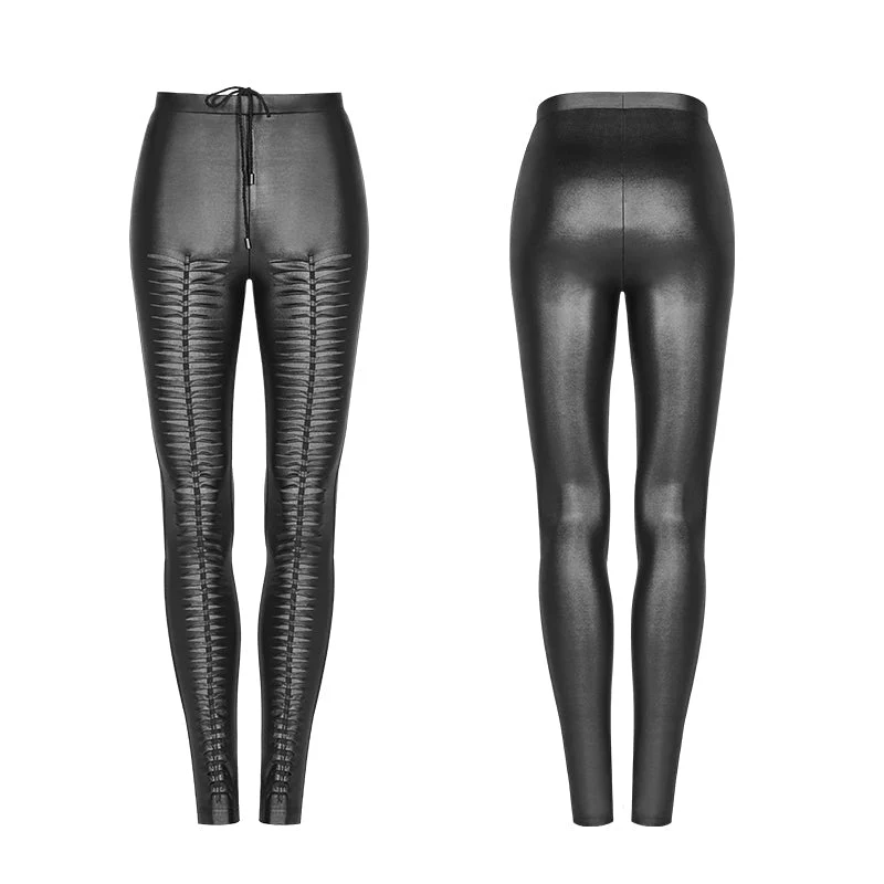WK-342 Gothic Devil Footprints Leggings Split Pants - Image 4