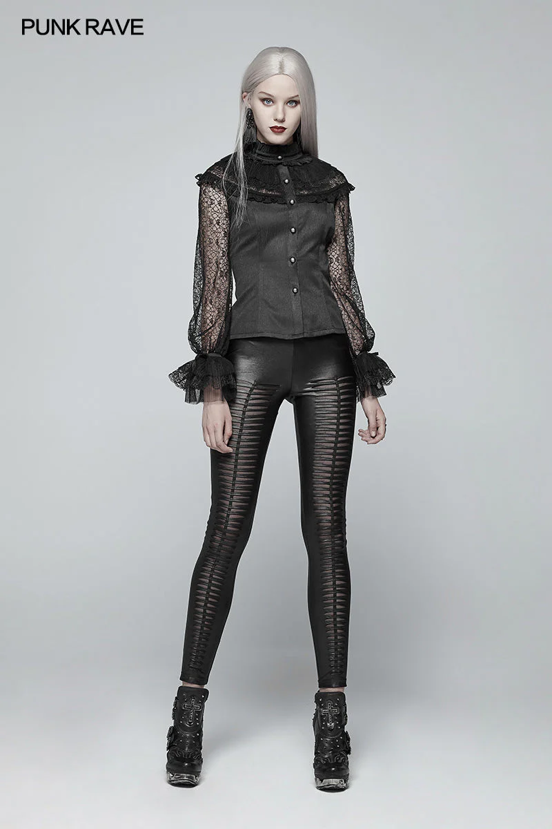 WK-342 Gothic Devil Footprints Leggings Split Pants - Image 6