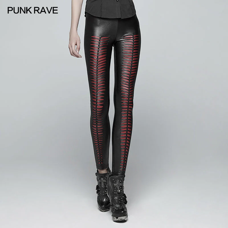 WK-342 Gothic Devil Footprints Leggings Split Pants - Image 7