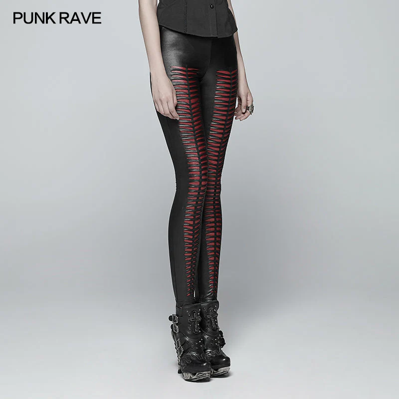 WK-342 Gothic Devil Footprints Leggings Split Pants - Image 8