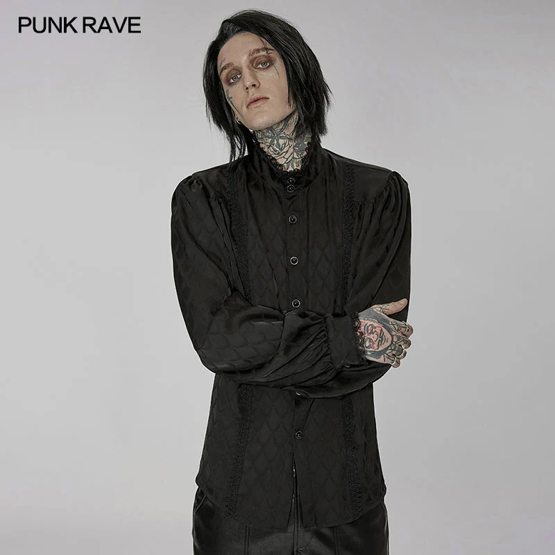 WY-1409CCM Gothic Dragon scale jacquard shirt - Image 6