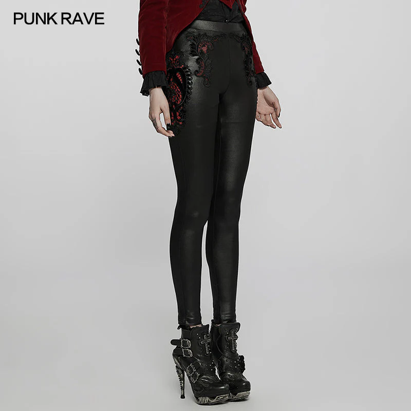 WK-516DDF Gothic exquisite applique leggings - Image 2