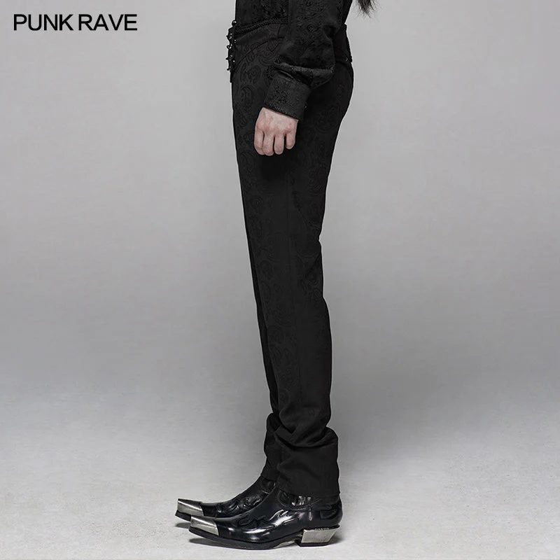 WK-385 Gothic Floral Metal Swallow black Suit Trousers - Image 2