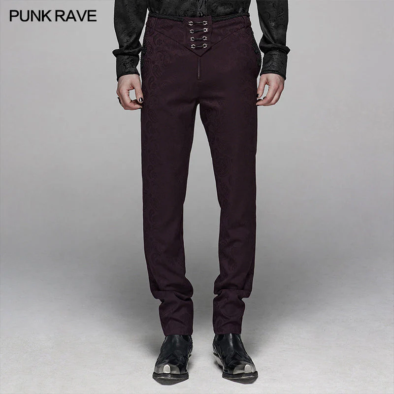 WK-385 Gothic Floral Metal Swallow black Suit Trousers - Image 7