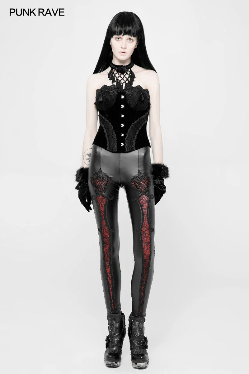 WY-888 Gothic Gorgeous Velvet &amp; Lace Steel Boned Overbust Corset - Image 6