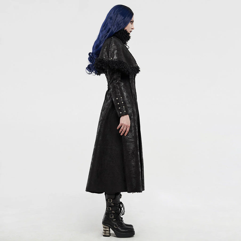 WY-1204XCF Gothic imitation fur long coat - Image 4