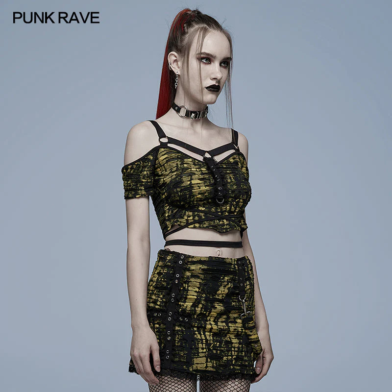 WT-707BXF Gothic knitted print T-shirt - Image 7