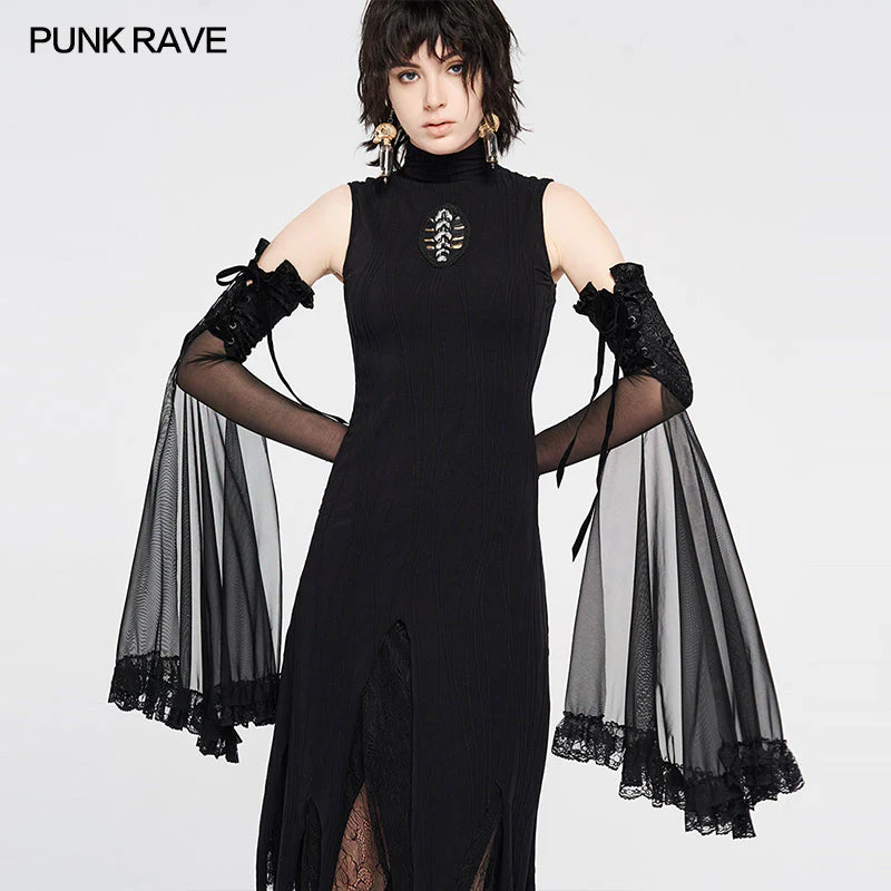 WS-349SSF Gothic Lace Shadow Flower Long Gloves - Image 3