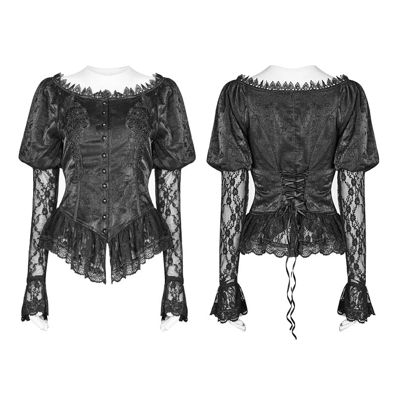 WY-972 Gothic Lantern Sleeve Lace Shirt - Image 4