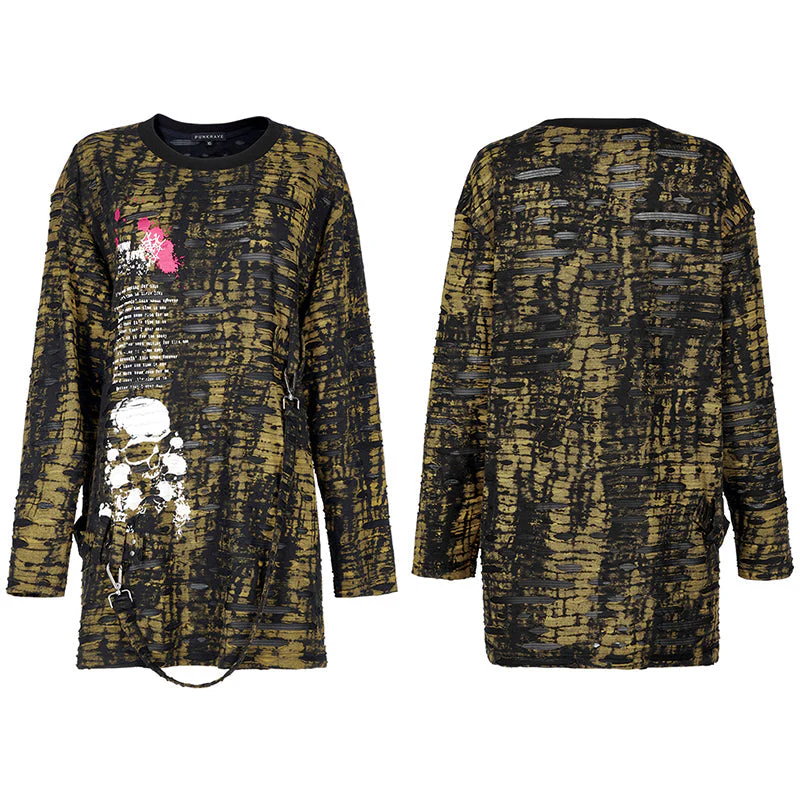 WT-710TCF Gothic loose Print Long Sleeve T-Shirt - Image 8