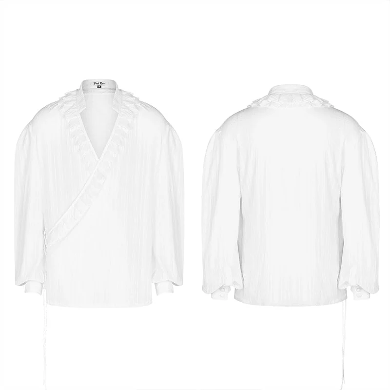 WY-1113 Gothic Low-cut V-neck Loose Shirt For Men - Image 10