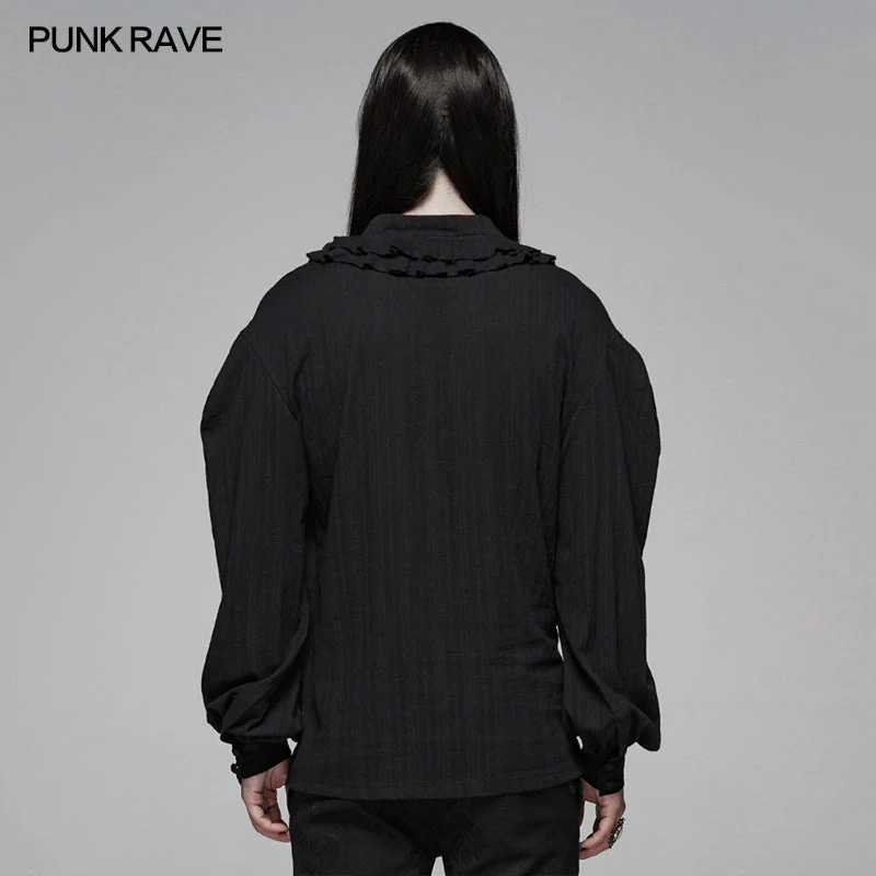 WY-1113 Gothic Low-cut V-neck Loose Shirt For Men - Image 3