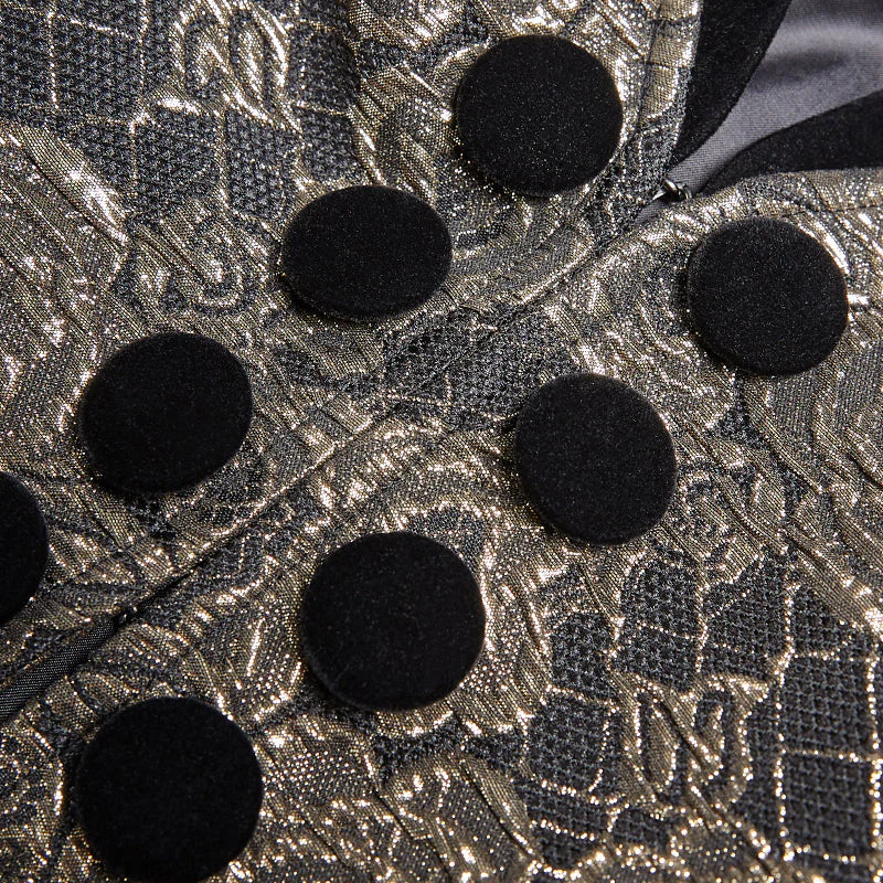 WY-1011 Gothic Medium Length Jacquard Jacket Lace-up Back Tailcoat - Image 11