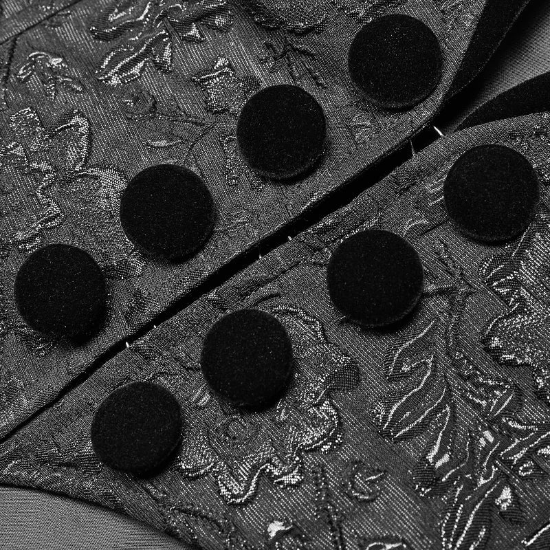 WY-1011 Gothic Medium Length Jacquard Jacket Lace-up Back Tailcoat - Image 5