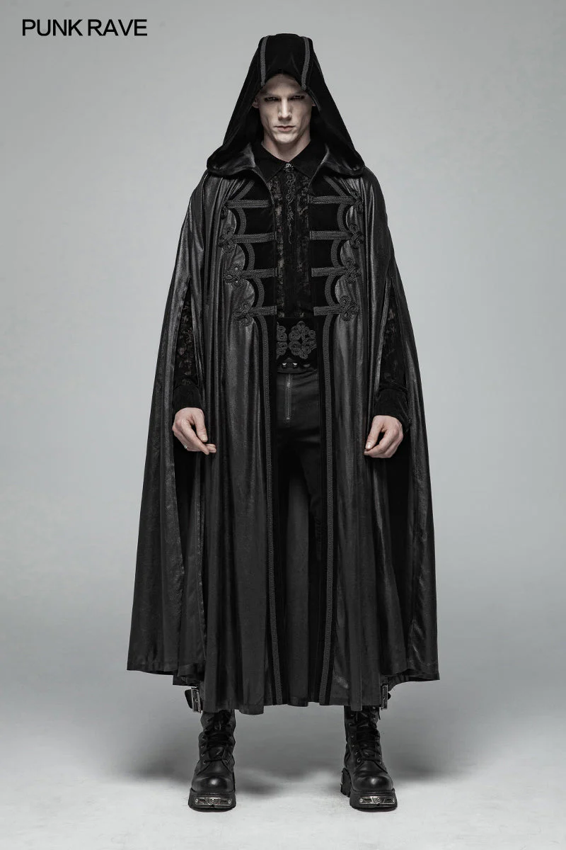 WY-1013 Gothic Mens black Retro Mystic Cloak - Image 6
