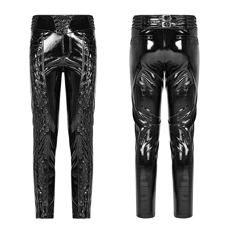 WK-367 Punk Mens Glossy Patent-leather Trousers - Image 5