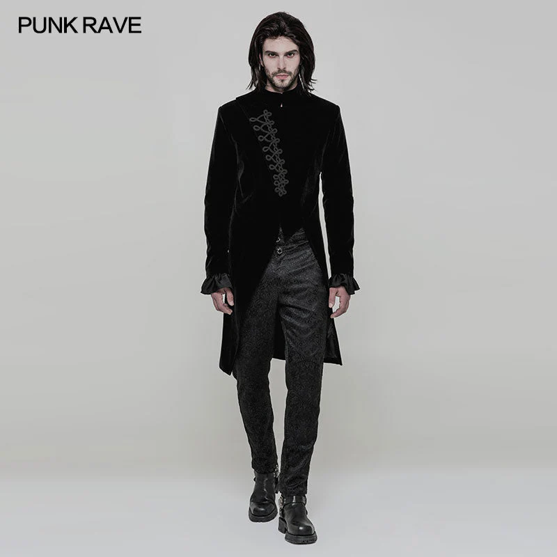 OY-867 Gothic Mens Simple Long Sleeve Three-quarter Coat