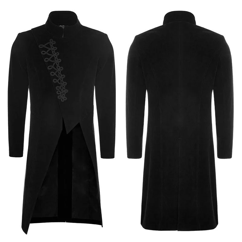 OY-867 Gothic Mens Simple Long Sleeve Three-quarter Coat - Image 5