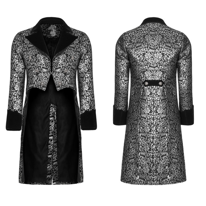 WY-922 Gothic Metal Texture Jacquard Swallow Tail Coat Jacket - Image 4