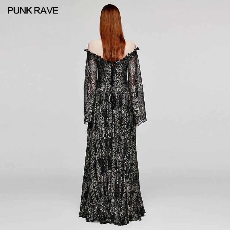 WQ-620LQF Gothic Mystery off shoulder Dress - Image 3