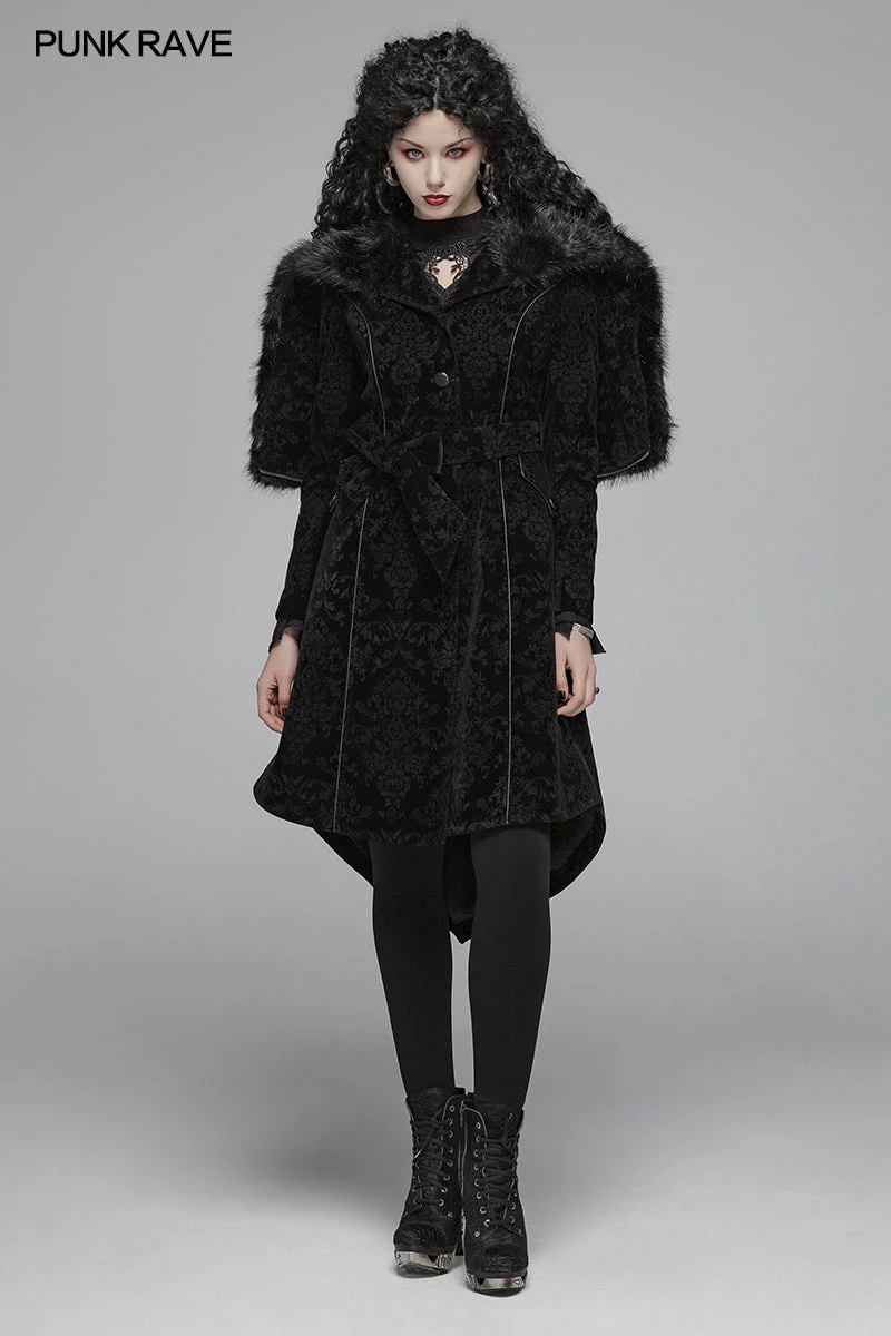 WY-1054 Gothic Pattern Medium Long Coat With Pointed Hat For Women - Image 6