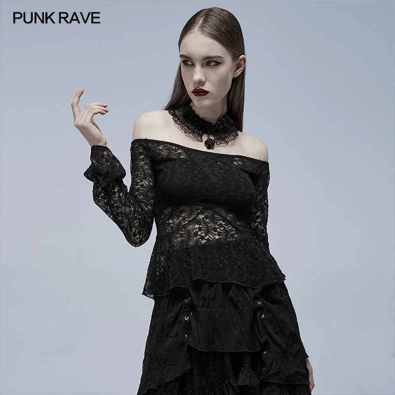 WT-697TCF Gothic perspective lace blouse