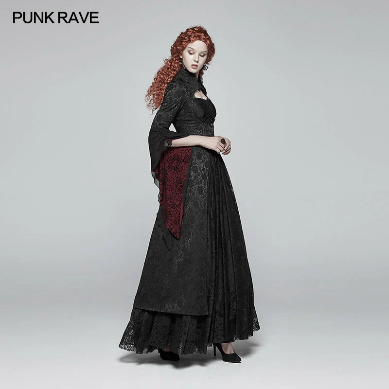 WY-958 Gothic Ruffle Sleeves Court Long Lace Coat - Image 2