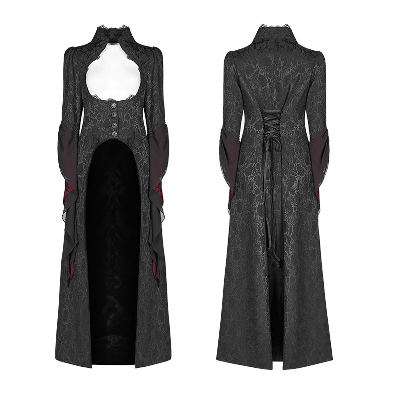WY-958 Gothic Ruffle Sleeves Court Long Lace Coat - Image 4