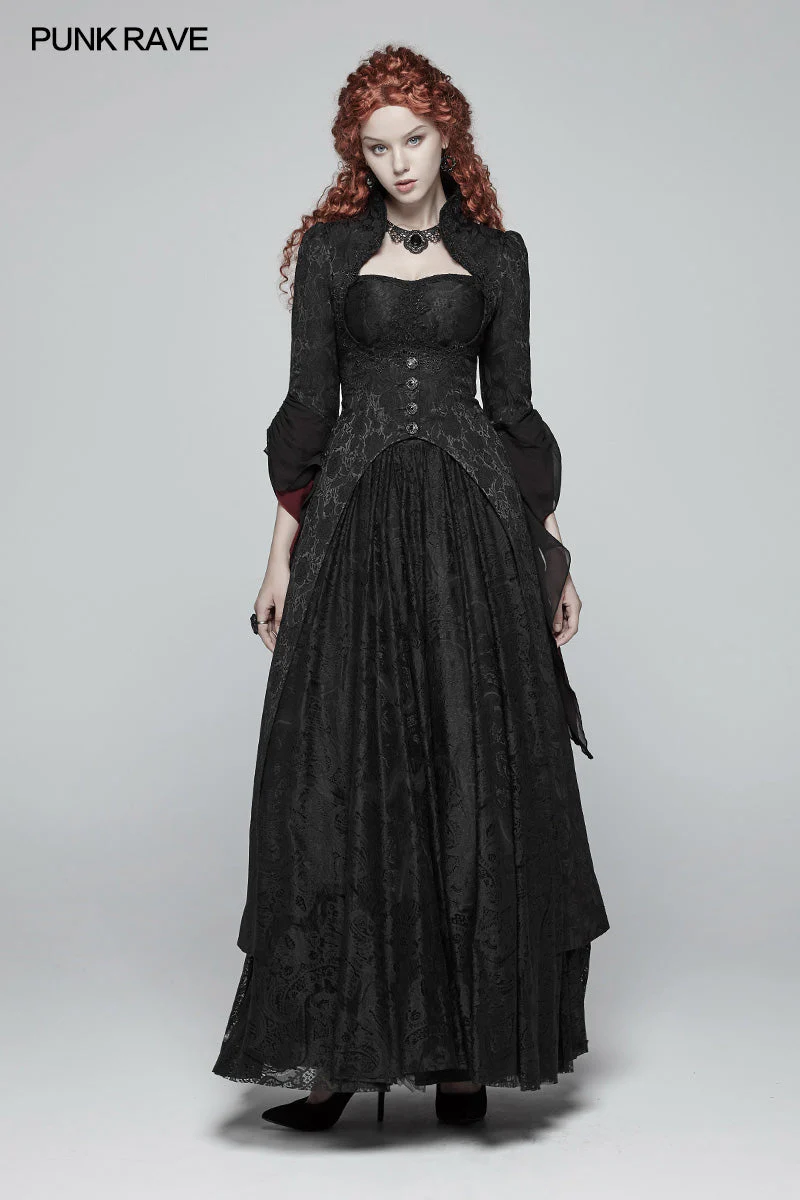 WY-958 Gothic Ruffle Sleeves Court Long Lace Coat - Image 6