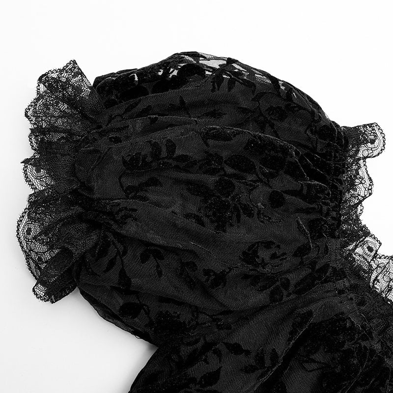 WT-775TDF Gothic Sexy Flocking Mesh T-shirt - Image 5