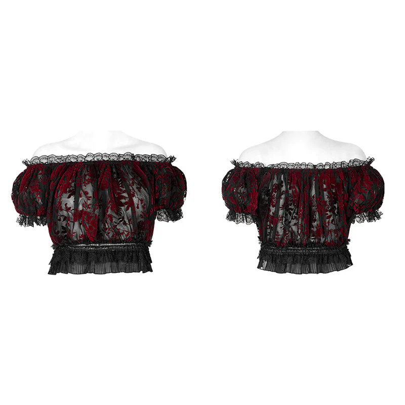 WT-775TDF Gothic Sexy Flocking Mesh T-shirt - Image 8