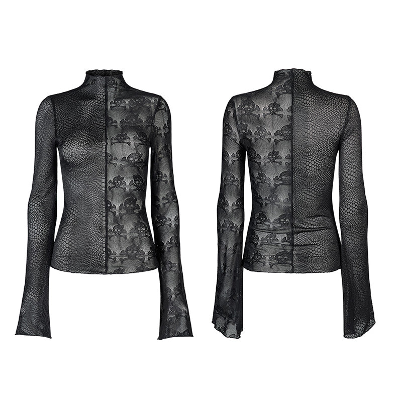 WT-727TCF Gothic simple spliced lace T-shirt - Image 13