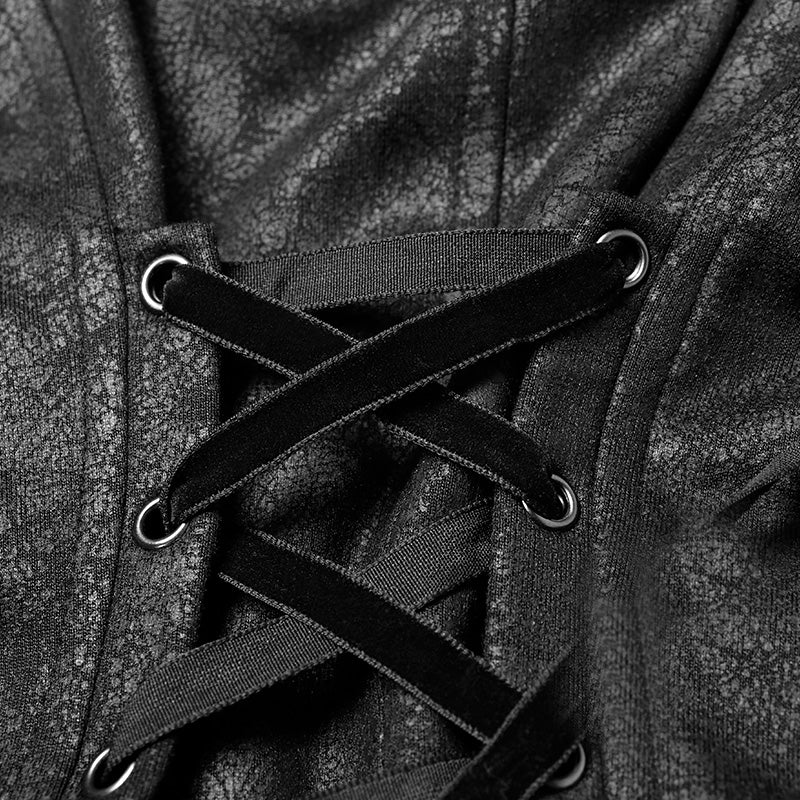 WY-957 Gothic Stand/Lapel Collar Dark High-low Coat - Image 6
