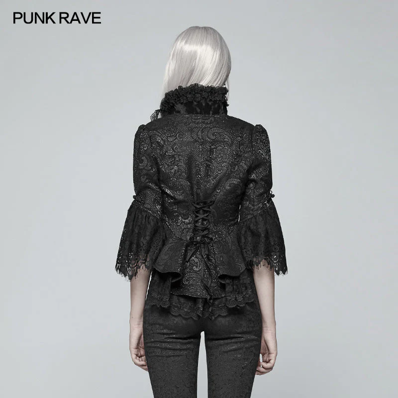 WY-971 Gothic Standing Collar Short Coat - Image 3