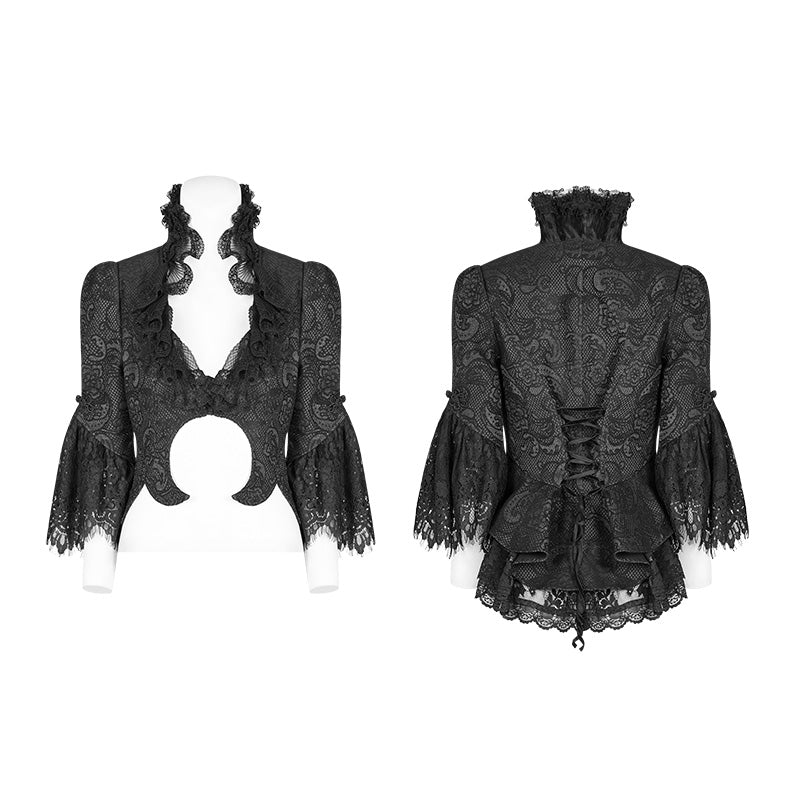 WY-971 Gothic Standing Collar Short Coat - Image 4