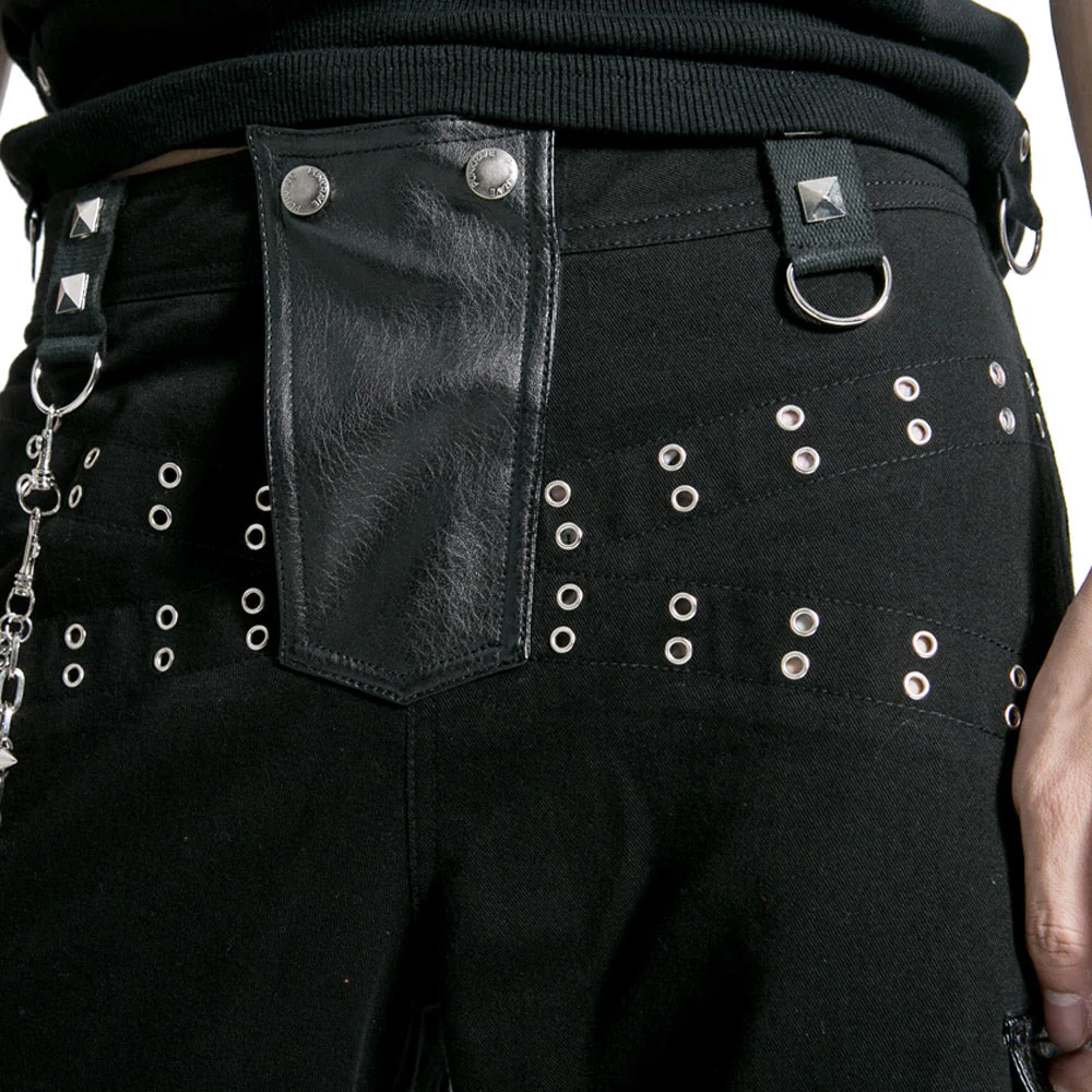 K-151 Gothic Style Loose Short Punk Pants With Leather-strip/detachable For Men - Image 5