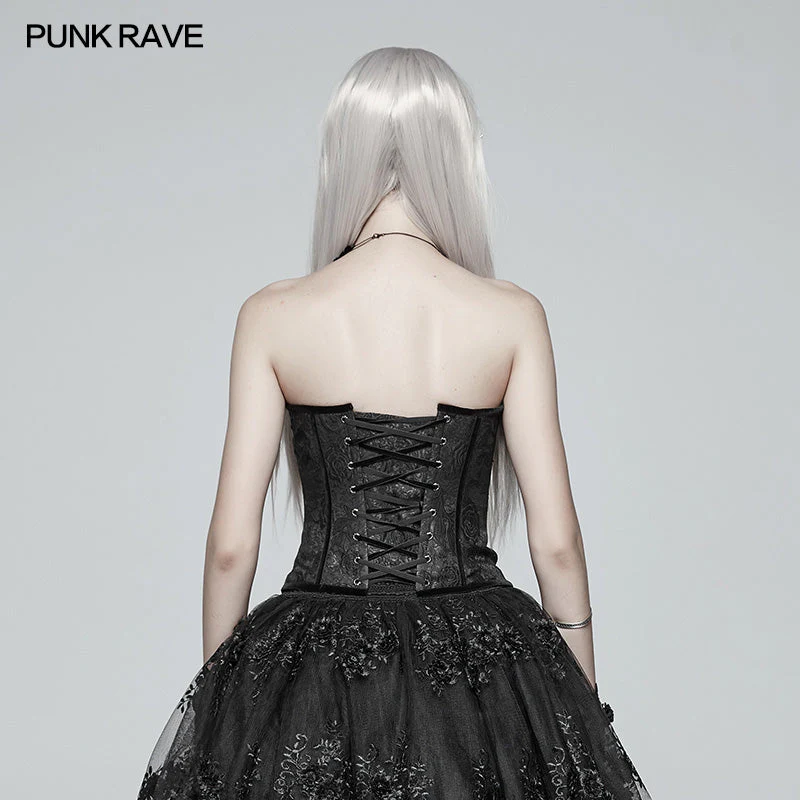 WY-975 Gothic Sweetheart Neck Jacquard Corset - Image 3