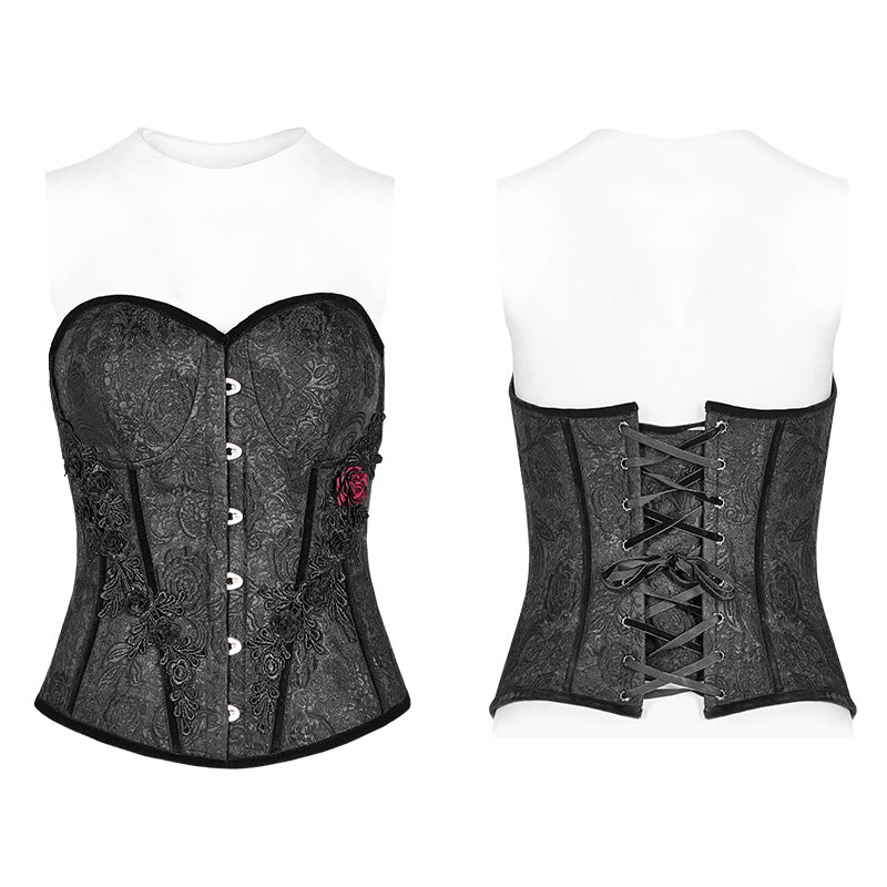 WY-975 Gothic Sweetheart Neck Jacquard Corset - Image 4