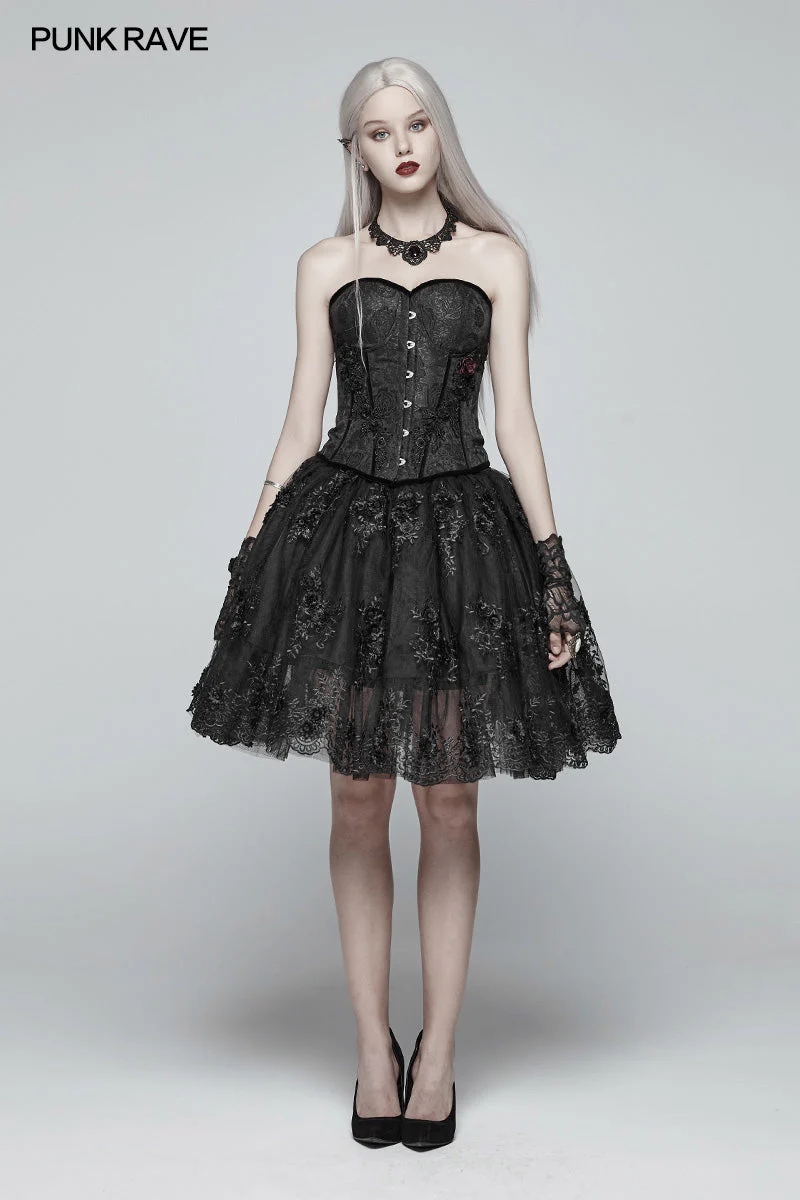WY-975 Gothic Sweetheart Neck Jacquard Corset - Image 6