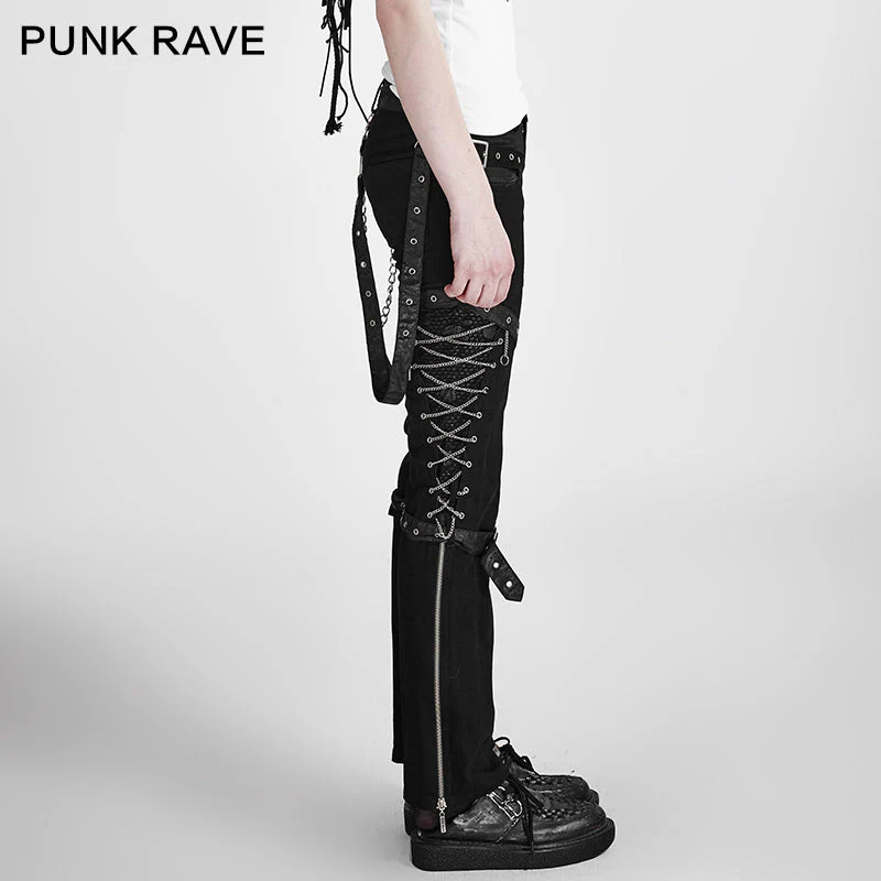 K-125 Gothic Unisex High Waist Rock Punk Pants - Image 3