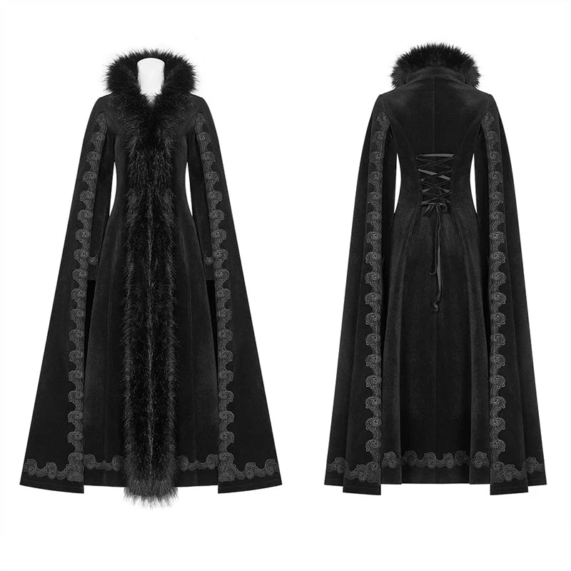 WY-1035 Gothic Vintage Gorgeous Long Coat V-neck Cloak For Women - Image 4