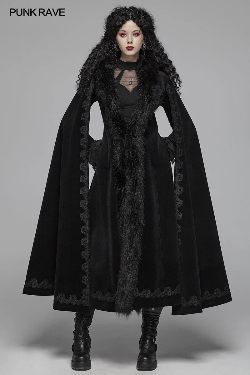 WY-1035 Gothic Vintage Gorgeous Long Coat V-neck Cloak For Women - Image 6