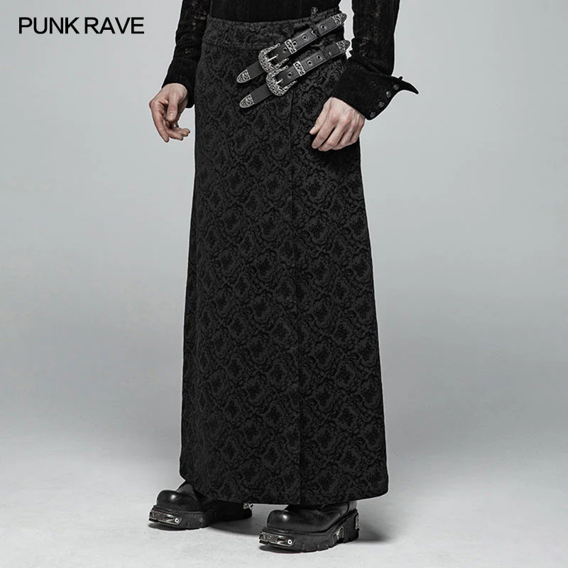 WQ-403 Gothic Vintage Personality Split Long Skirts For Men - Image 2