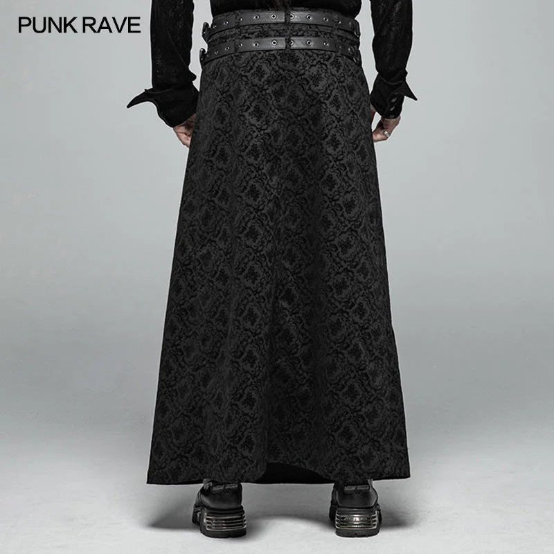 WQ-403 Gothic Vintage Personality Split Long Skirts For Men - Image 3