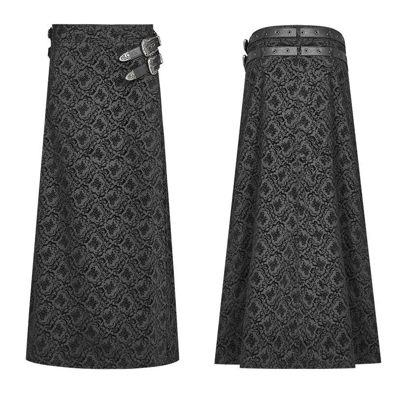 WQ-403 Gothic Vintage Personality Split Long Skirts For Men - Image 4