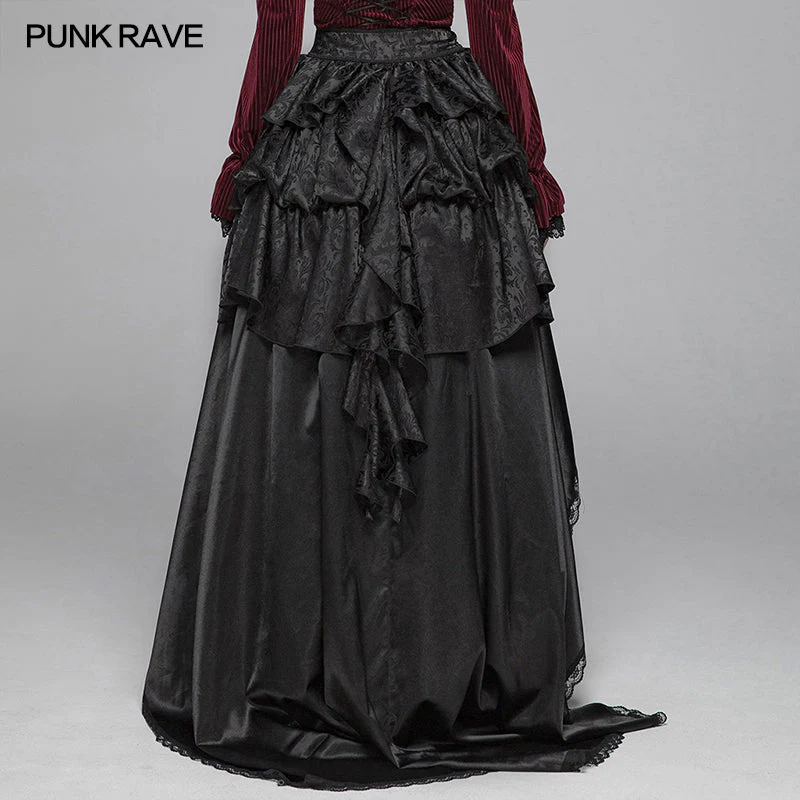 WQ-407 Gothic Women Palace Floor-length Split Skirt - Image 3