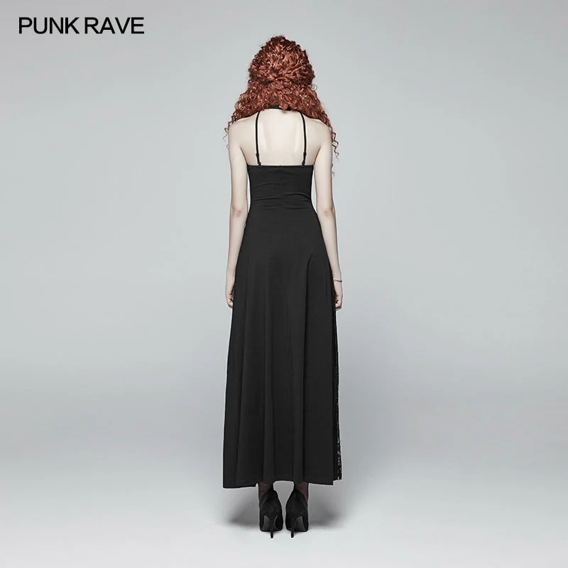 OQ-395 Gothic Womens Cross Halter Neck Daily Wear Dress - Image 3