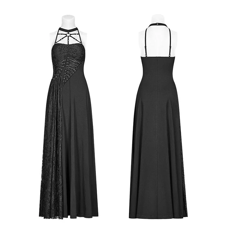 OQ-395 Gothic Womens Cross Halter Neck Daily Wear Dress - Image 4